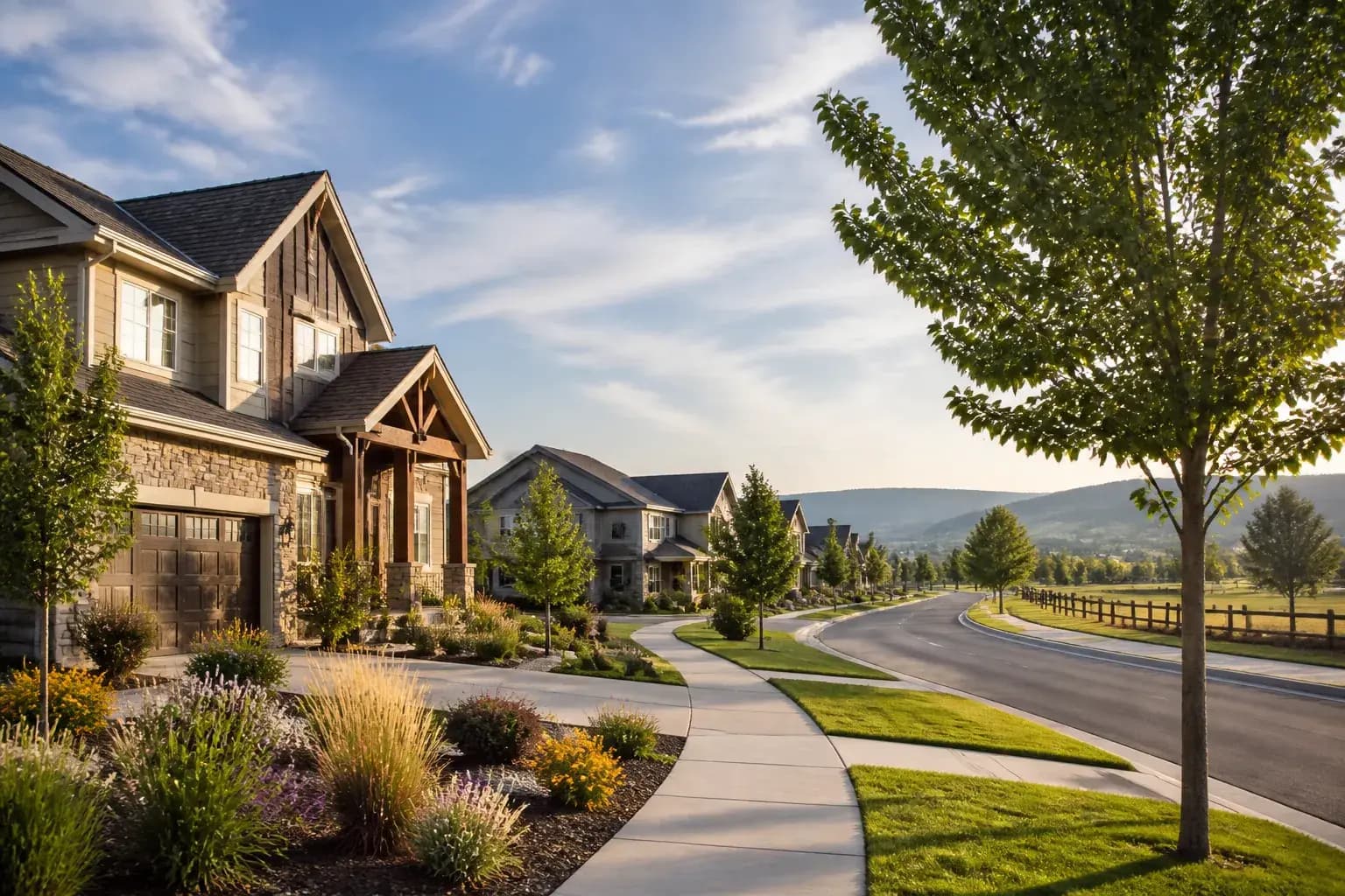 Landscaped Eagle neighborhood near open green space