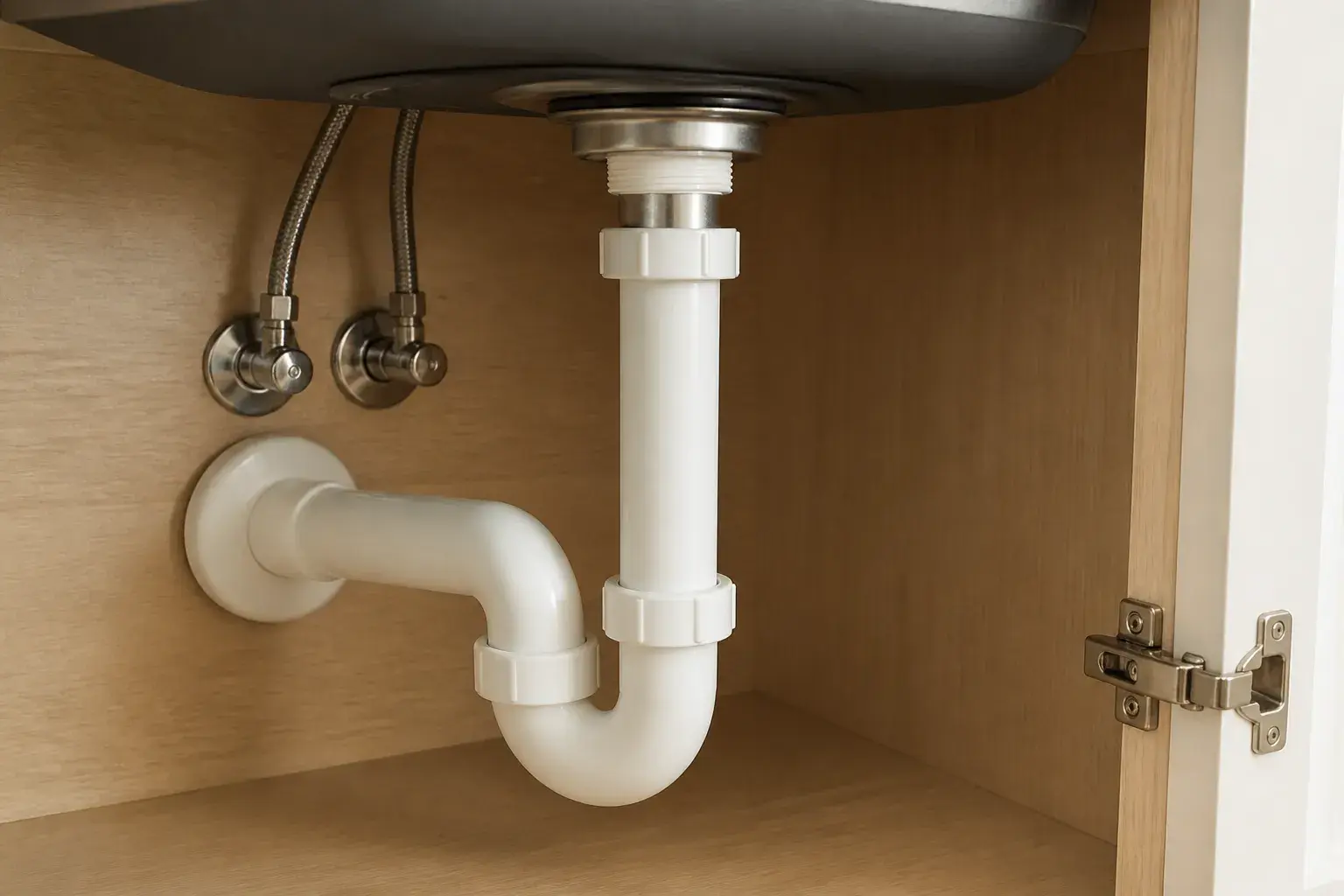 Clean under-sink plumbing connections