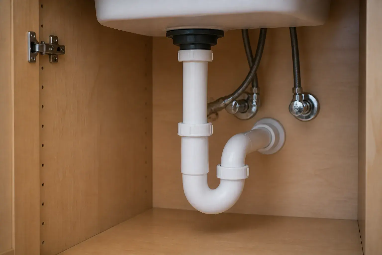 Dry cabinet under a repaired sink leak