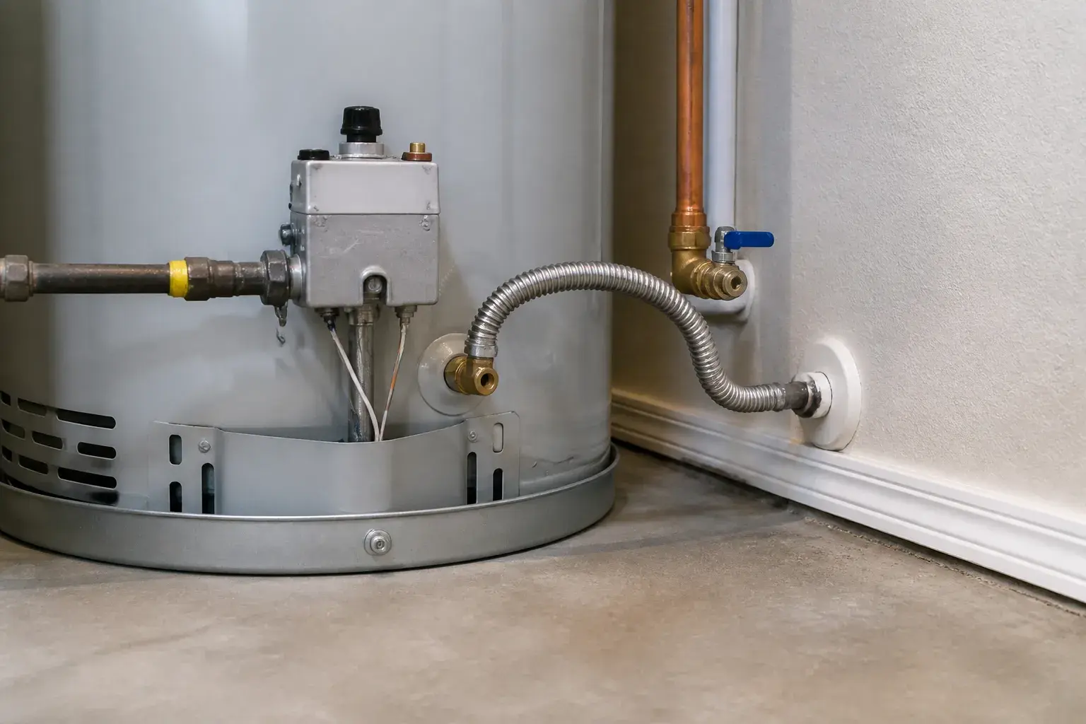 Repaired water heater with tidy utility area